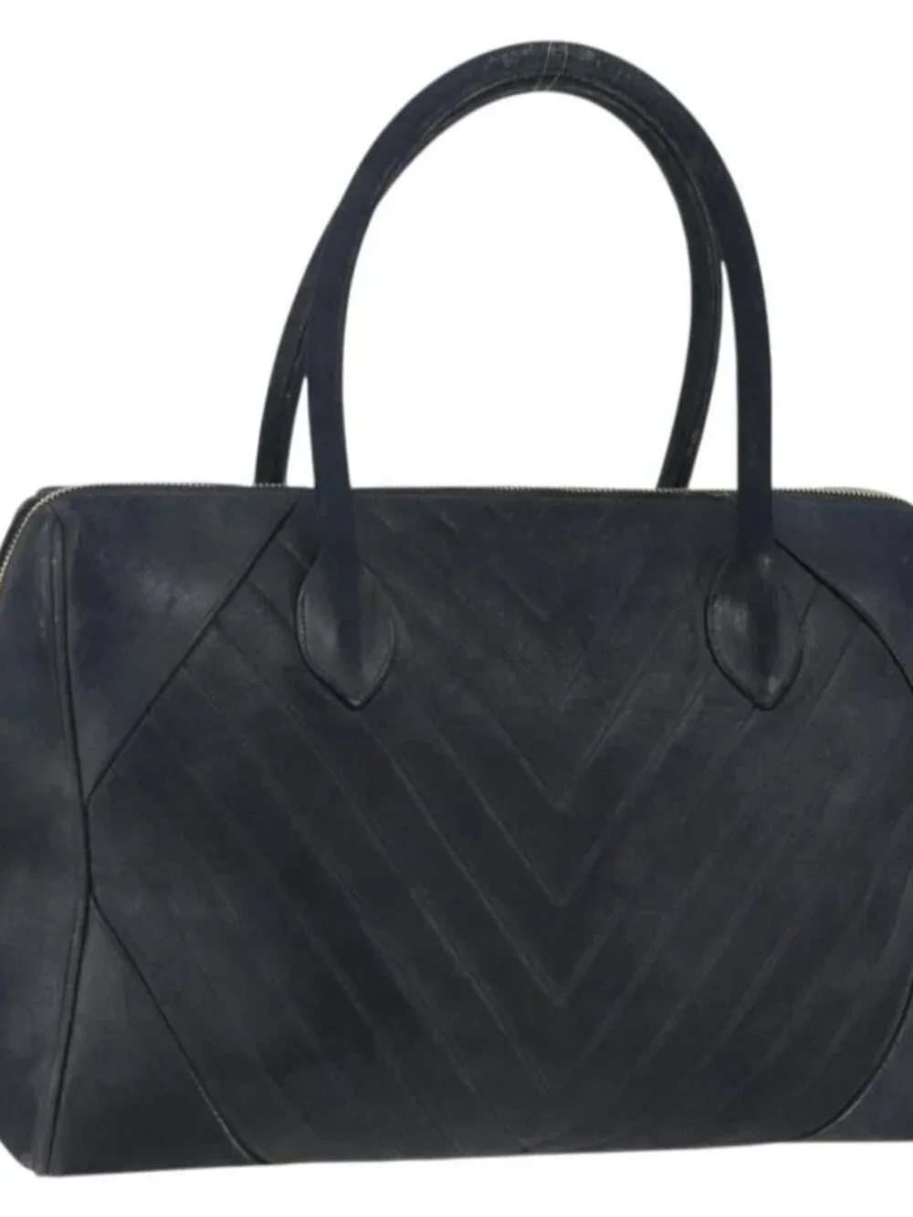 CHANEL Hand Bag Lamb Skin Black Gold CC Auth